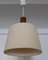 Teak Ceiling Lamp with Beige Wool Shade, 1970s 2