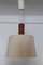 Teak Ceiling Lamp with Beige Wool Shade, 1970s 1