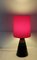 Lampe de Bureau en Céramique Vernie avec Abat-Jour en Tissu Rouge, 1970s 5