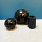 Italian Black Glazed Ceramic Vases, 1970s, Set of 3 1
