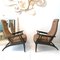 Italian Ebonized Wood Armchairs, 1950s, Set of 2 1
