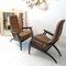 Fauteuils en Bois Noirci, Italie, 1950s, Set de 2 3