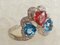 White Gold, Pink Sapphire, Blue Topaz and Diamond Ring 1