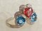 White Gold, Pink Sapphire, Blue Topaz and Diamond Ring, Image 1