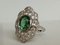 18 Carat White Gold Ring with Green Tourmaline and Diamonds 1