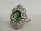 18 Carat White Gold Ring with Green Tourmaline and Diamonds, Image 1