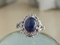 18 Carat White Gold, Sapphire Cabochon, and Diamond Ring 14