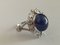 18 Carat White Gold, Sapphire Cabochon, and Diamond Ring, Image 4