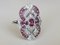 Bague 18 Carat en Or Blanc avec Grenat Rodolite et Diamants 7