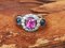 Ring aus 18 Karat Weißgold mit rosafarbenem unwarmem Saphirglas, blauem Saphirglas und Diamanten 8