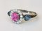 18 Carat White Gold Ring with Pink Unheated Sapphire, Blue Sapphire, and Diamonds, Image 6