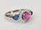 18 Carat White Gold Ring with Pink Unheated Sapphire, Blue Sapphire, and Diamonds 5