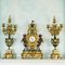 Vintage Bronze & Green Marble Triptych Clock & Candelabra, 1900s, Set of 3, Image 1