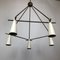 Mid-Century Italian Brass & Lacquer Chandelier, 1950s 10