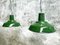 Industrial Reseda Green Enamel Ceiling Lamp, 1960s 2