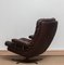 Brown Leather and Chrome Swivel Lounge Chair and Ottoman, Sweden, 1970s, Set of 2, Image 5