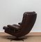 Fauteuil Pivotant en Cuir et Chrome Marron et Ottomane, Suède, 1970s, Set de 2 5