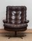 Brown Leather and Chrome Swivel Lounge Chair and Ottoman, Sweden, 1970s, Set of 2, Image 7