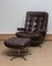 Brown Leather and Chrome Swivel Lounge Chair and Ottoman, Sweden, 1970s, Set of 2 11