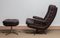 Brown Leather and Chrome Swivel Lounge Chair and Ottoman, Sweden, 1970s, Set of 2 3