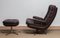 Brown Leather and Chrome Swivel Lounge Chair and Ottoman, Sweden, 1970s, Set of 2, Image 3
