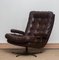 Brown Leather and Chrome Swivel Lounge Chair and Ottoman, Sweden, 1970s, Set of 2 6