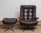 Brown Leather and Chrome Swivel Lounge Chair and Ottoman, Sweden, 1970s, Set of 2 2