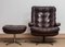 Brown Leather and Chrome Swivel Lounge Chair and Ottoman, Sweden, 1970s, Set of 2, Image 10