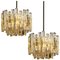 Large Three-Tiered Chrome Ice Glass Chandeliers by J. T. Kalmar, Set of 2, Image 1