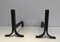 Steel and Wrought Iron Andirons, France, 1950s, Set of 2 2