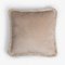 Cojín Happy Pillow de terciopelo suave con flecos beige-beige de Lorenza Briola para Lo Decor, Imagen 1