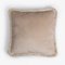 Happy Pillow Soft Velvet Cushion with Fringe Beige-Beige by Lorenza Briola for Lo Decor 1
