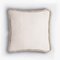 Cojín Happy Pillow de terciopelo suave con flecos beige claro de Lorenza Briola para Lo Decor, Imagen 1