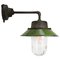 Mid-Century Industrial Green Enamel & Clear Glass Sconce, Image 1