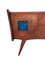 Italian Rosewood & Blue Ceramic Tile Sideboard with Red Lacquered Glass Top, 1950s 8