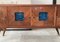 Italian Rosewood & Blue Ceramic Tile Sideboard with Red Lacquered Glass Top, 1950s 6