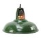 Mid-Century British Industrial Green Enamel Ceiling Lamp 1