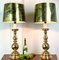 Große antike Messing Tischlampen, 1950er, 2er Set 2