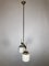 Vintage Italian Brass, Wood & Opaline Chandelier, 1950s, Image 5