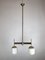 Vintage Italian Brass, Wood & Opaline Chandelier, 1950s, Image 1