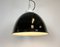 Industrial Black Enamel & Porcelain Ceiling Lamp, 1950s 8