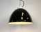 Lámpara de techo industrial esmaltada en negro y porcelana, años 50, Imagen 8