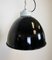 Industrielle Deckenlampe aus schwarzer Emaille & Porzellan, 1950er 2