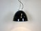 Lámpara de techo industrial esmaltada en negro y porcelana, años 50, Imagen 7