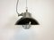 Industrial Black Enamel & Cast Iron Cage Ceiling Lamp, 1950s 1