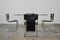 Glass Table and Leather Chairs, 1970s, Set of 5, Image 2