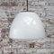 Mid-Century Industrial White Opaline Glass Ceiling Lamp with Brass Top 5