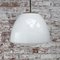 Mid-Century Industrial White Opaline Glass Ceiling Lamp with Brass Top, Image 5
