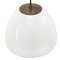 Mid-Century Industrial White Opaline Glass Ceiling Lamp with Brass Top 4