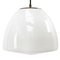Mid-Century Industrial White Opaline Glass Ceiling Lamp with Brass Top 1